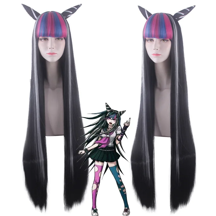 

Master Shengda Wig Set Super Danganronpa 2 Danwan Rondo Yui Buki Modeling Cosplay Long Straight Synthetic Hair Wig