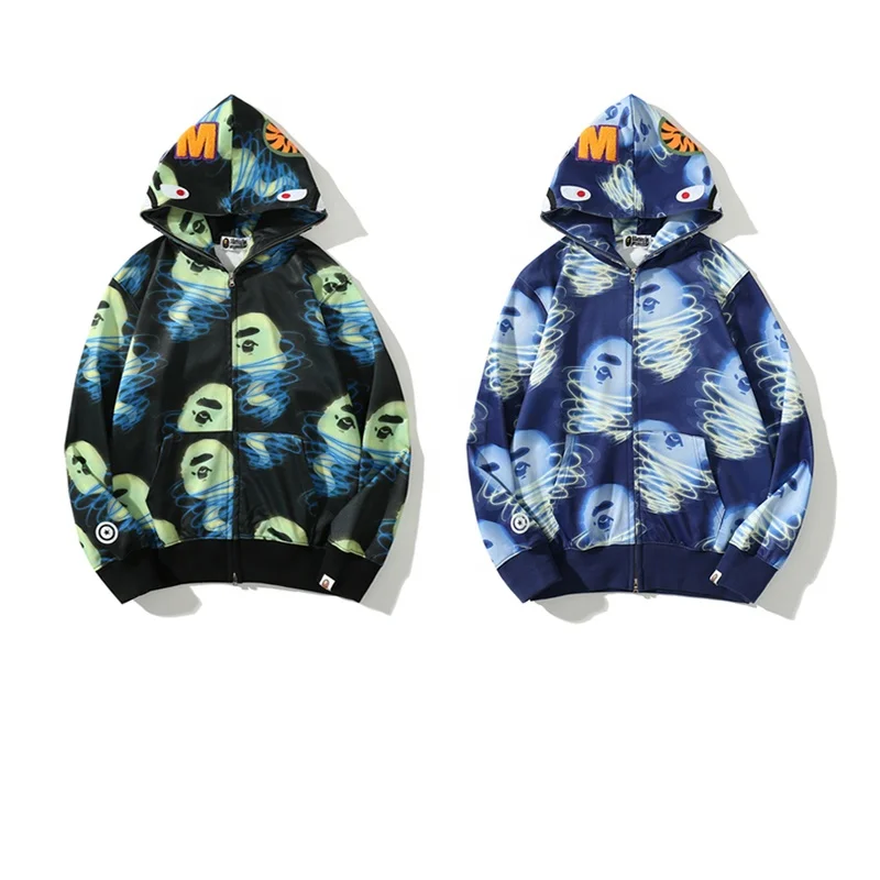 

Autumn and winter new style Japanese brand BAPE ape head storm sweater men's cardigan hoodie women's long-sleeved jacket