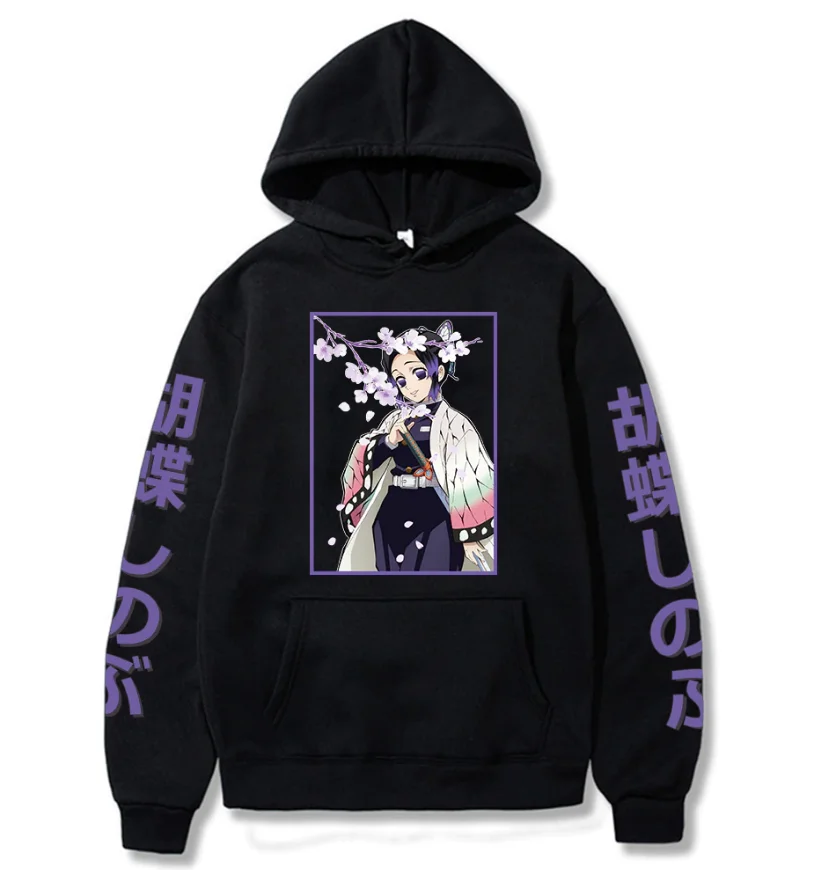 

Anime Demon Slayer Kimetsu No Yaiba Hoodie Shinobu Kocho Sweatshirts Cozy Tops Sweatsuit Sudadera Felpa Moletom Anime Demon Sla