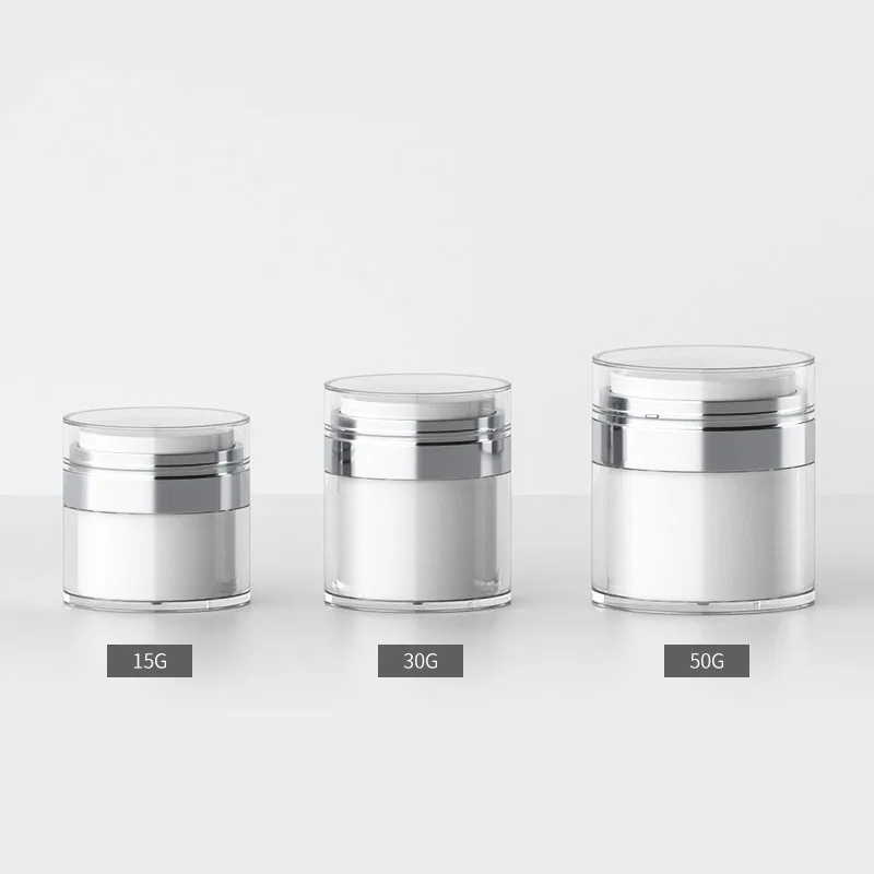

30g clear 1oz plastic jar with clear lid airless round cosmetic jar press pump acrylic custom cosmetics jar