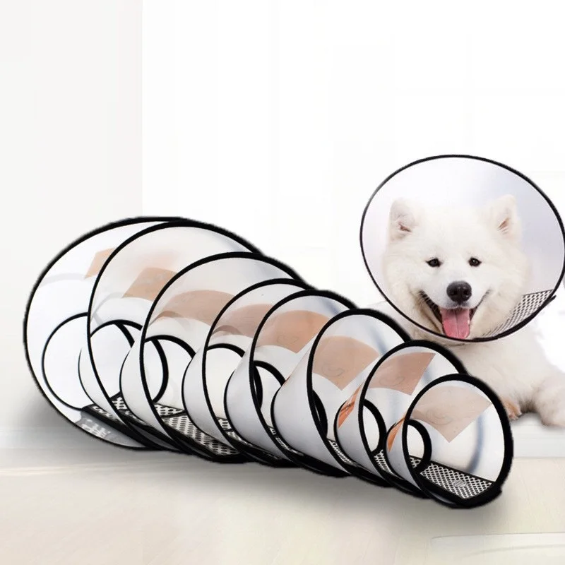 

Pet Recovery Dog Cones Cat Cone after Surgery Vent Adjust Plastic Dog Cone Pet Health Plastic Elizabethan Collars, White