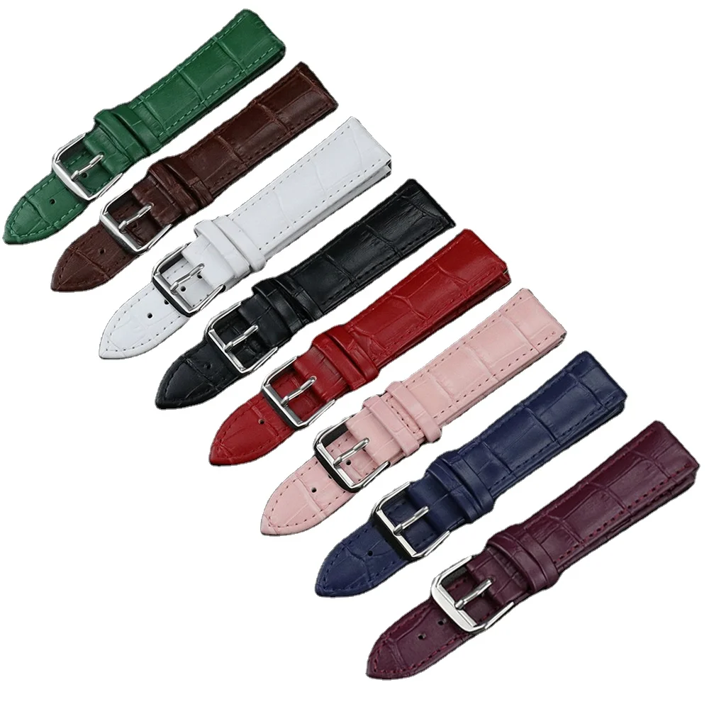 

2021 New Design Colorful High Quality Wide Strap Genuine Vintage Tanned Leather Luxury Wrist Watch Band Leather Watch Strap, 8colors