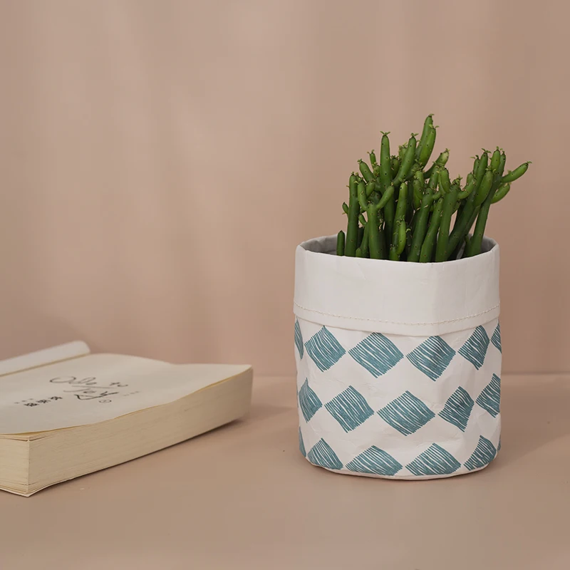 

2019 Washable White Kraft Paper Plant Pot Cover Decorative Bin, Customized
