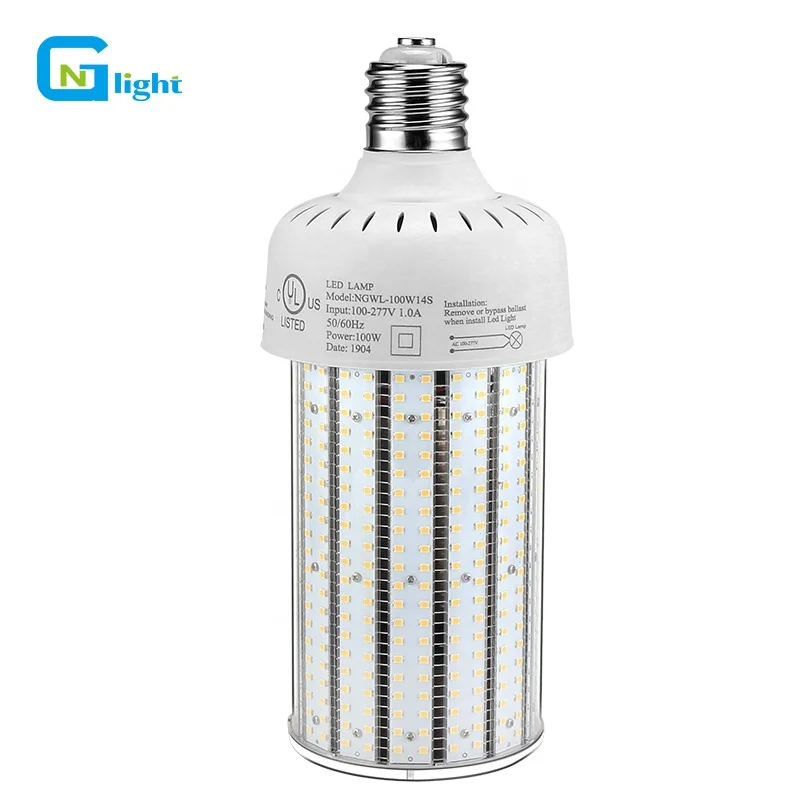 High Lumen 100watt LED Street Light 347Volt Cob 6000K Daylight E40 480V E39 Mogul LED Corn Light Bulb