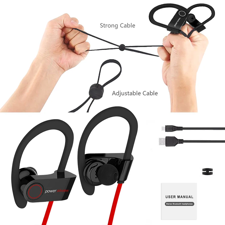 

Christmas Gift customize logo Sports Running Earhook In-Ear headphone neckband Sports True Wireless Headphones Earbuds with MIC