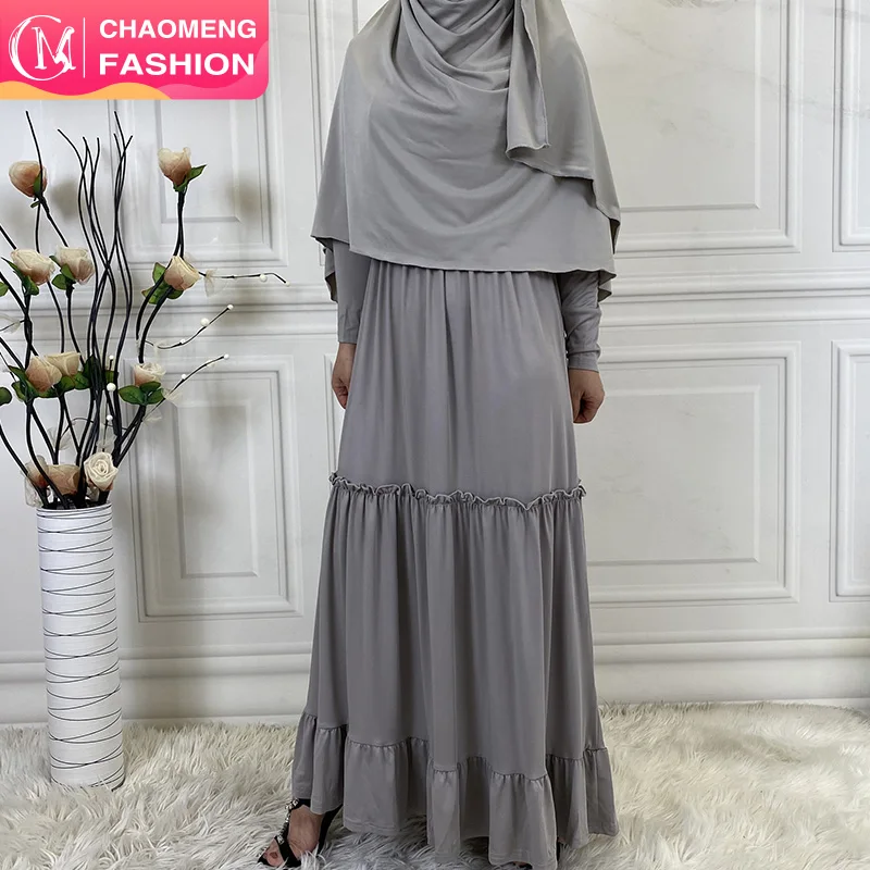 

6378# Paryer Solid Color Long Muslim Dress With Scarf Hijab Islamic Clothing Jilbab Niqab Burqa Women Ramadan Eid, Black/gray/beige/ purple/navy/pink/brown/maroon