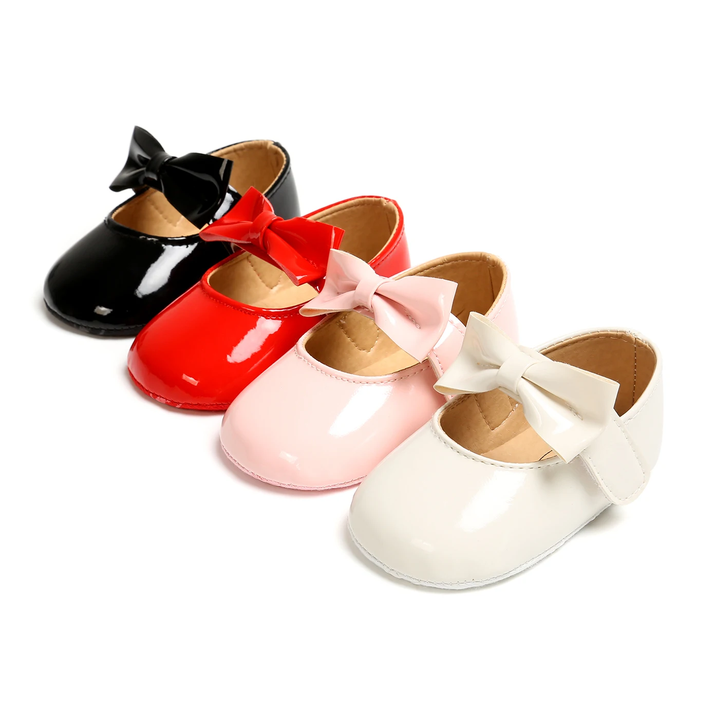 

2020 New designed PU Leather Bowknot colorful ballet princess dress 6 month baby girl shoes, 4 colors