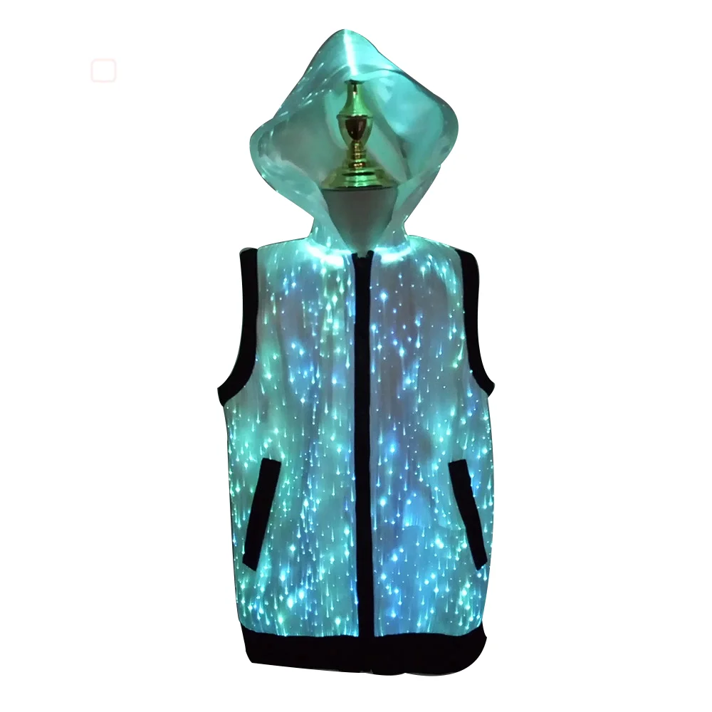 

LED dance glowing fiber optic Costumes for nightclub DJ stage performance, Red, blue, green, pink, light blue, gold, white