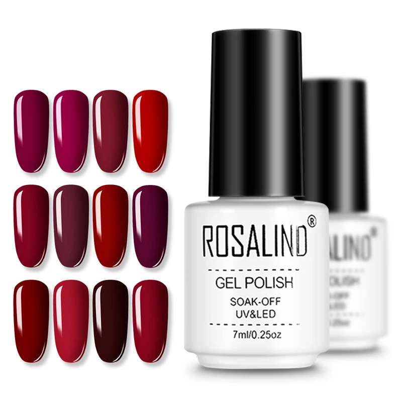 

Rosalind oem custom private label long lasting soak off 7ml red color series gel polish uv gel nail polish for wholesale