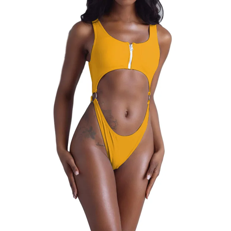 2020 new monokini one-piece swimsuit women's high waist navel bikini