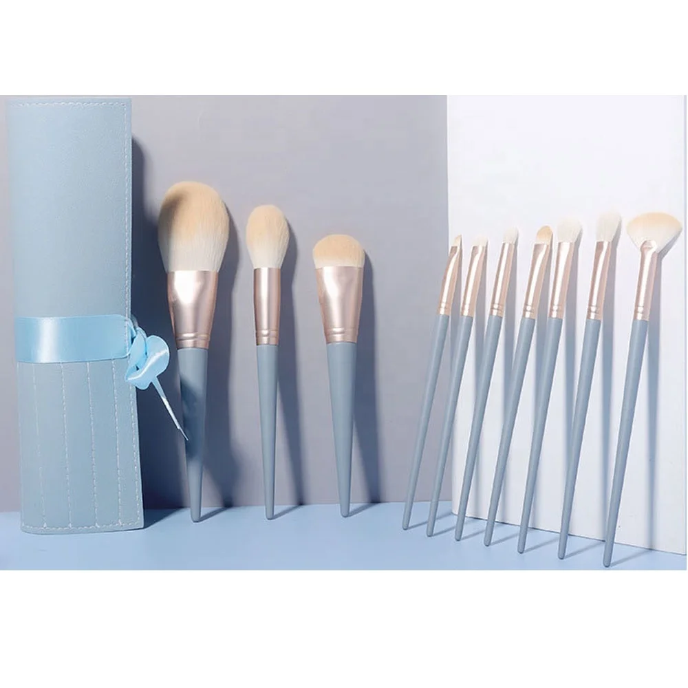 

2021 summer hot sell Cangzhou super soft blue bridge makeup brush 10 sets