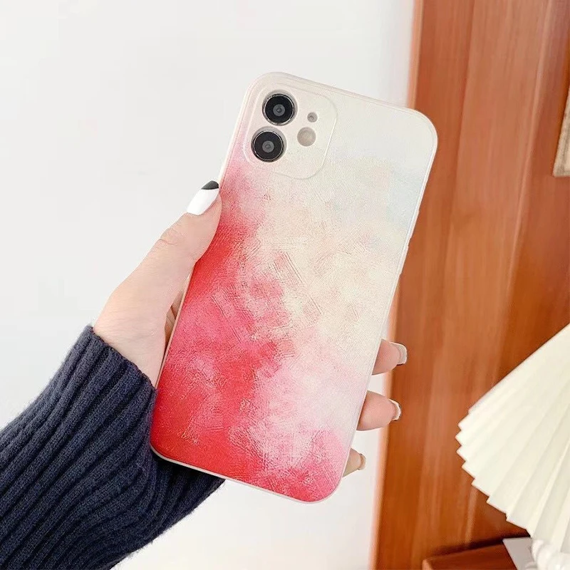 

Fashion Ultra-thin Watercolor painted Phone Case tpu phone shell for iPhone X XS XR 11 PRO MAX 12 PRO MAX 12 MINI, 6 color