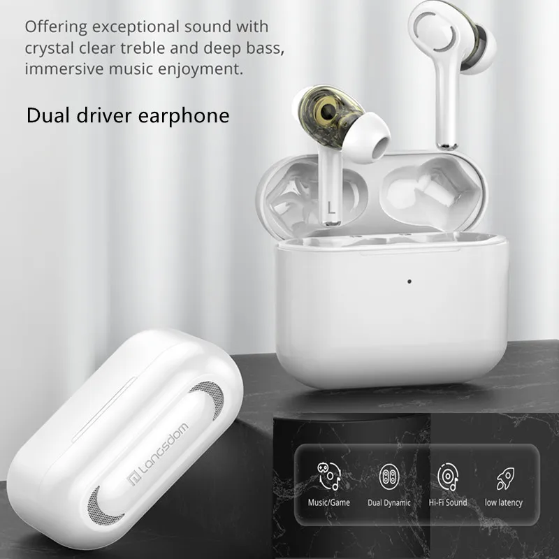 

Langsdom GT4 HIFI sound 4pcs speaker double vibrating diaphragm subwoofer wireless running waterproof wireless earphones china