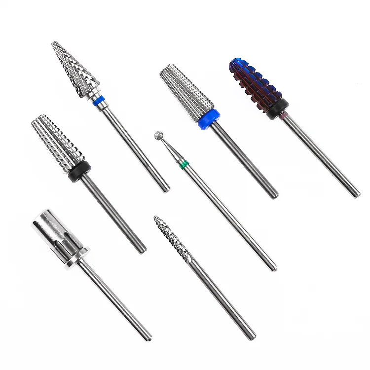 

7pcs/set Manicure Tool Gel Remover Cuticle Clean Bit Nail Machine Accessories 3/32'' Tungsten Carbide Nail Drill Bits