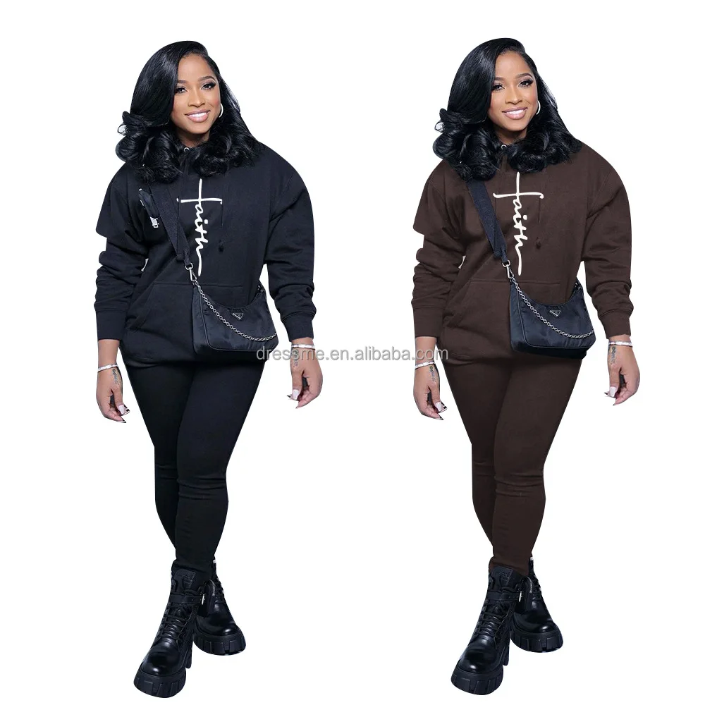 

MT154-9172 Jogger Sets Wholesale Lady 2PC Hoodie Sweatshirt And Pant Outfits Casual Jogger Set For Women