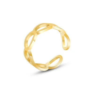 

Ebay Hot Selling Link Chain Titanium Steel Ring Adjustable 18K Gold Stainless Steel Curb Link Finger Ring For Unisex