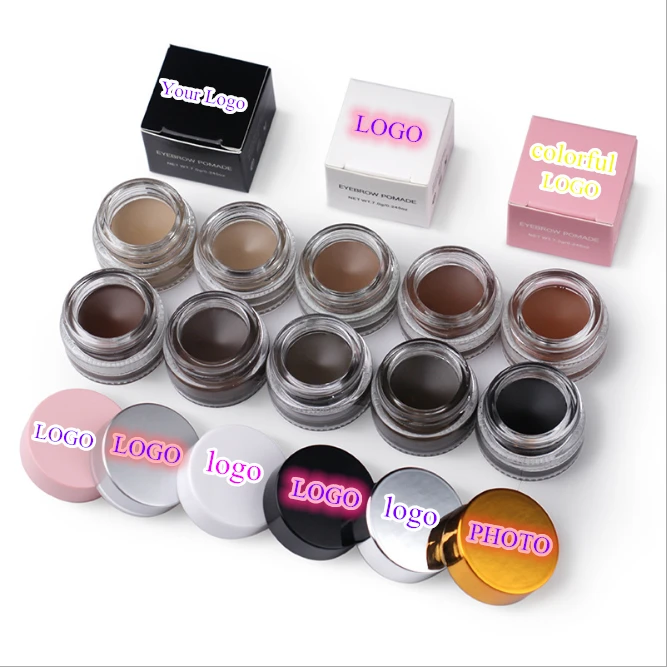 

Hot Sale Waterproof Eyebrow Pomade Private Label Eye Brow Shadow Cream Eyebrow Gel Brow Pomade With Free Brow Brush, 10 colors available