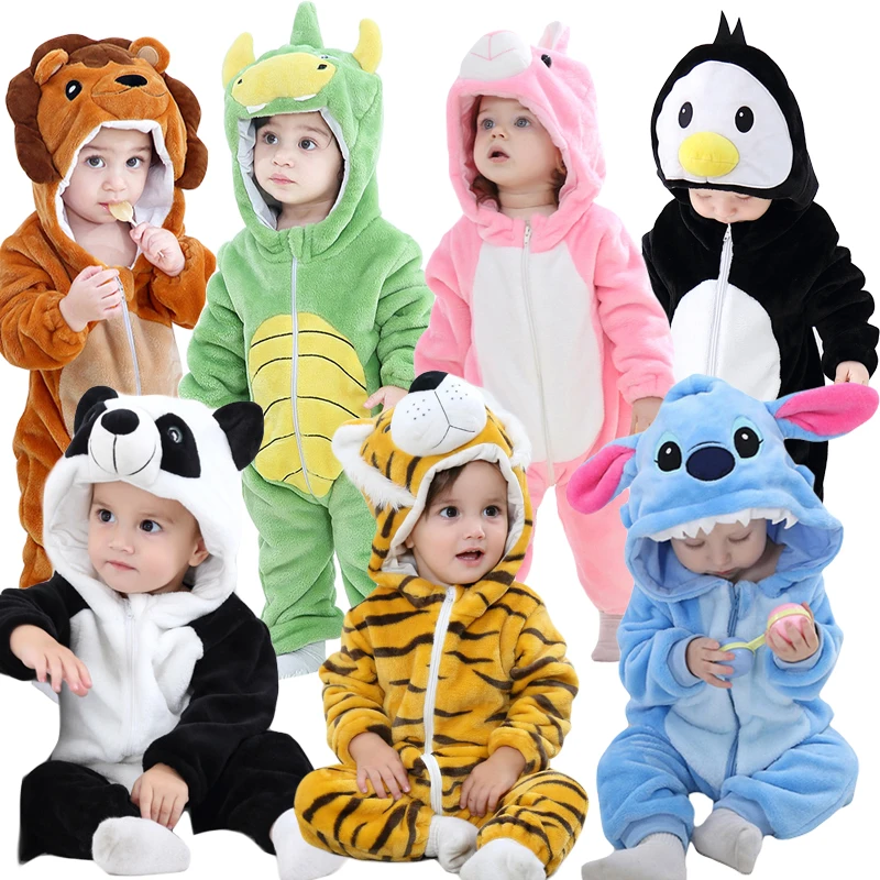 

\ Baby Rompers Winter Kigurumi Lion Costumes For Girls Boys Panda Cosplay Pajamas Animal Cartoon Rompers For Baby Clothes