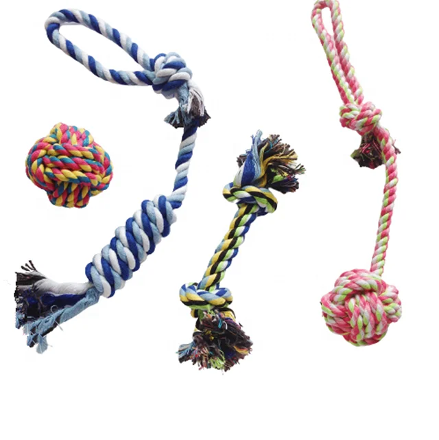 

durable interactive cotton dog chew rope toys set
