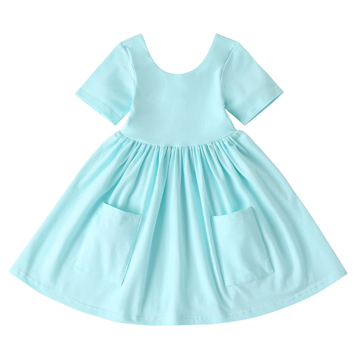 

Ready To Ship Children Boutique Clothing Kids Clothes Solid Color Kids Big Twirl solid cotton casual girls' dresses, Same as picture/or customized as yours