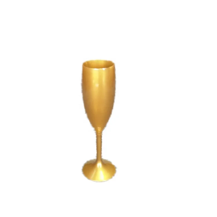 

Eco-friendly reusable 180ml polycarbonate ps plastic gold champagne glass