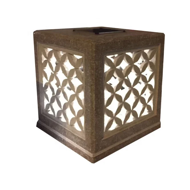 Garden Decorative Large Rustic Stone Solar Lantern Outdoor