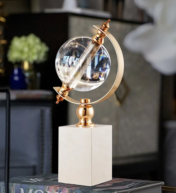 

Modern simple light luxury marble crystal ball decoration Abstract crystal globe creative home living room desktop decoration