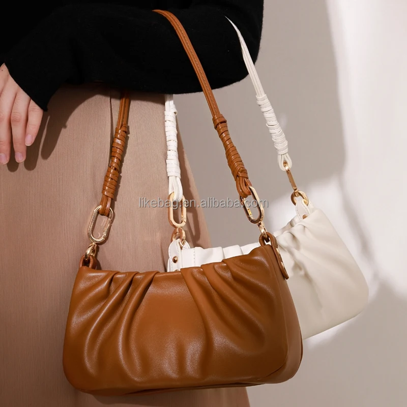 

LIKEBAG fashion underarm folding cloud bag PU leather shoulder messenger bag retro ladies handbags