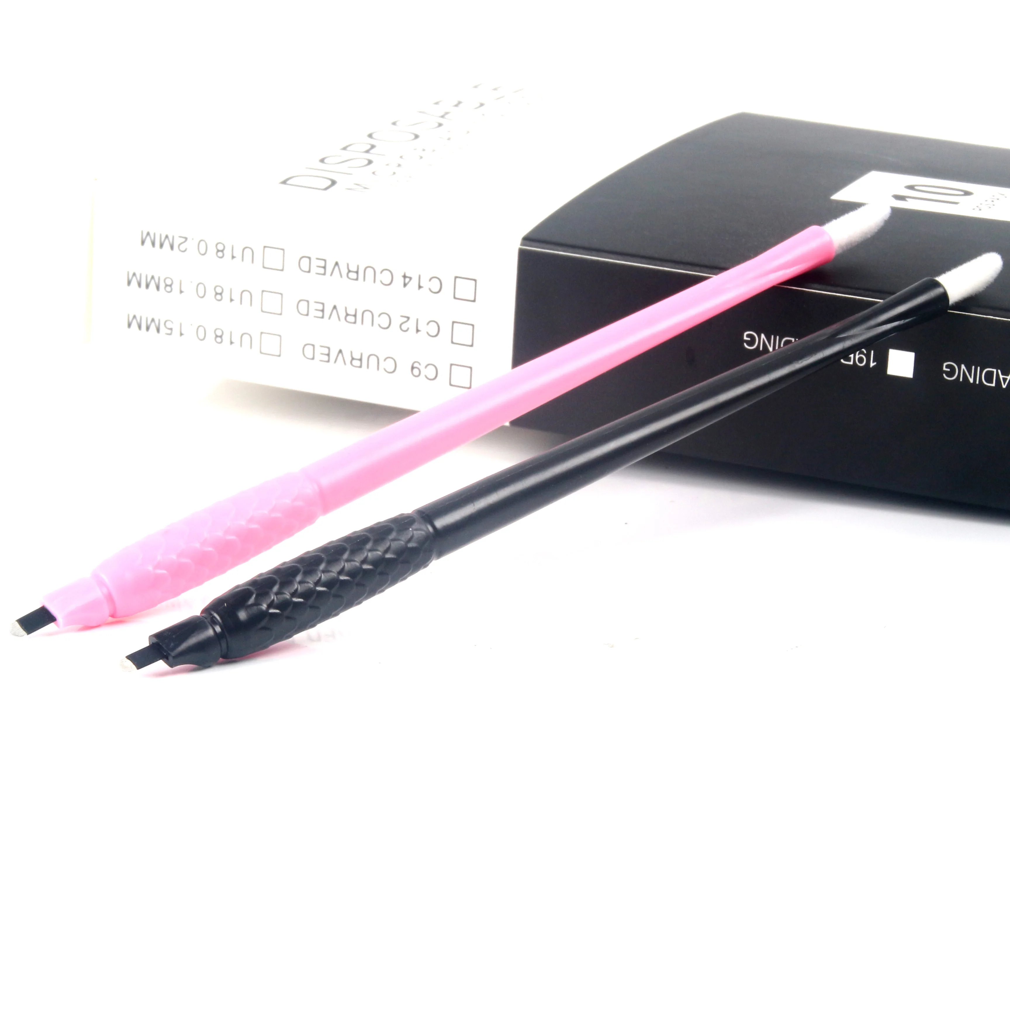 

OEM Pink Disposable Eyebrow Microblading Pen Hand Tools Semi Permanent Tattoo Manual Pen With 18U Microblade