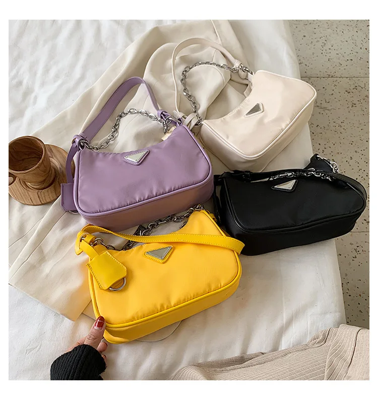 

2020 Retro Totes Bags For Women Fashion Vintage Nylon Shoulder Handbag Female Small Casual Chain Messenger Bag
