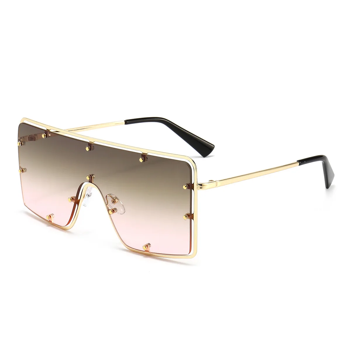 

MJ-0436 The New Europe And The United States INS Rivet Tide Men And Women With Strong Personality Metal Big Frame Sunglasses