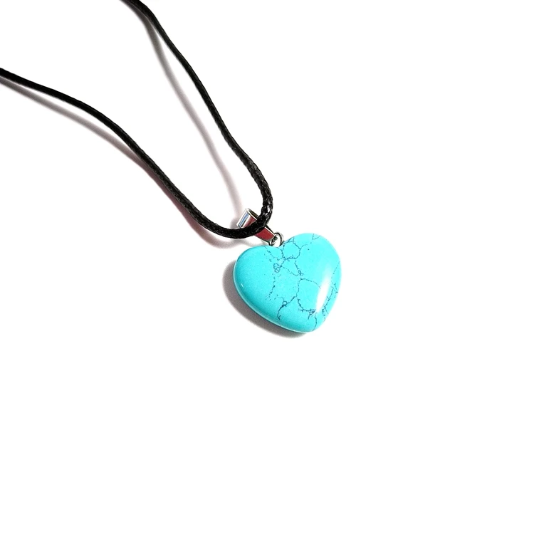 

China Good purple crystal necklace blue turquoise heart pendant amethyst pink, Natural color pendant