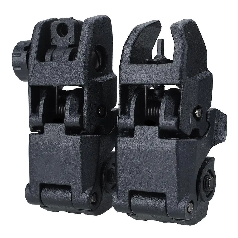 

Tactical Folding Front Rear Sight Flip Up Backup Sights BuiS Set Hunting Accessories, Black