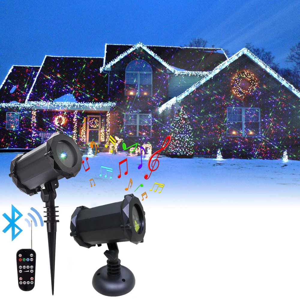 Best house decoration light for outdoor indoor with Music 18 Patterns RGB projector laser Christmas lights for party,house, tree
