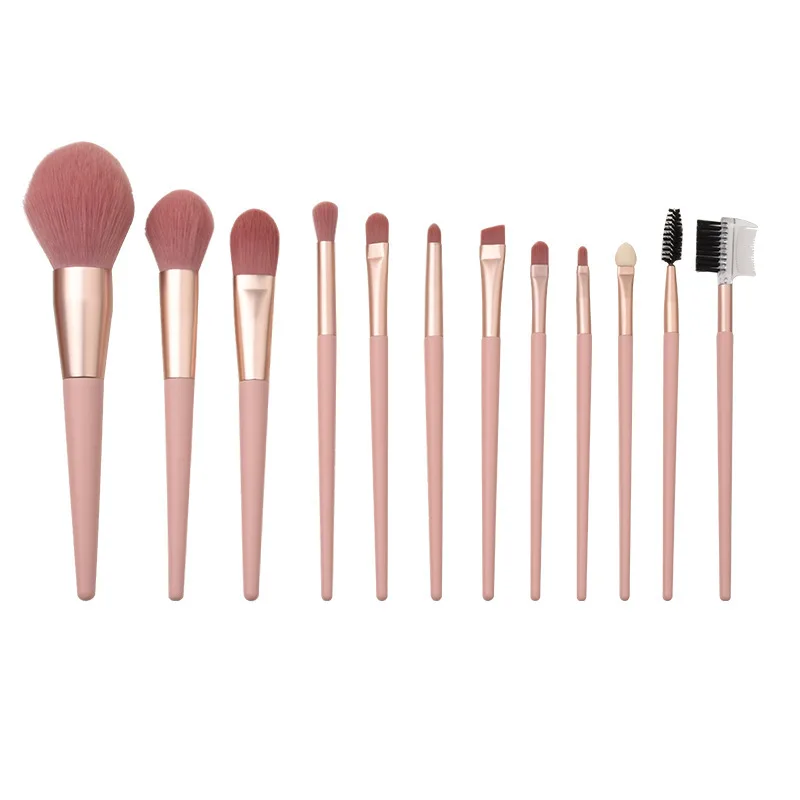 

Wholesale 12pcs various pink luxury eyeshadow powder eyebrow lip tool beauty cosmetic brush makeup brushes set, As picture show