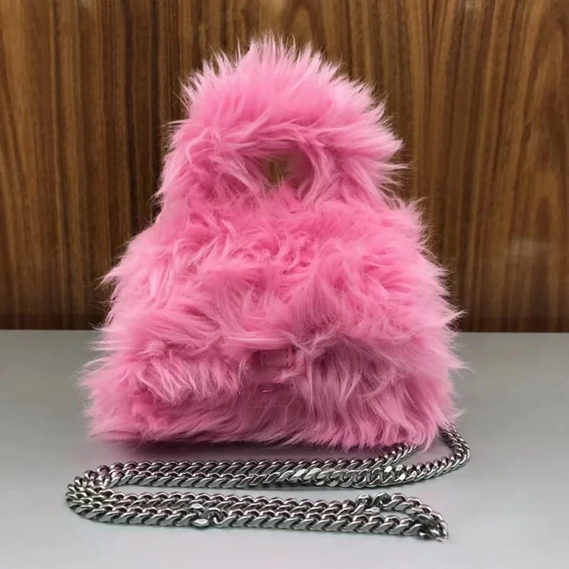 

New Winter Fashion Feather Hand Warmer Feather Pearl Crossbody Shoulder Bags Fur Handbag, Customized color