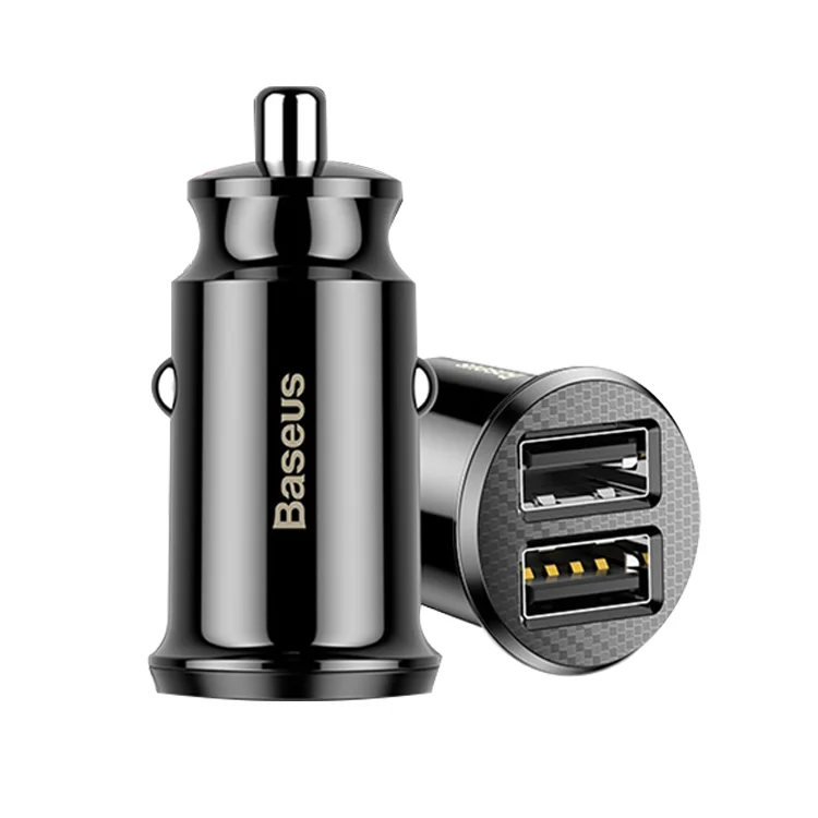 

Baseus Grain Mini Dual Usb 5V 3.1A Fast Charge Mini Usb Car Charger, Balck
