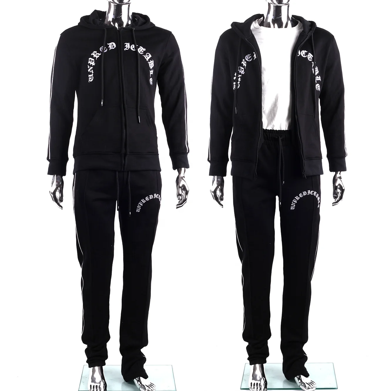 

Embroidered Logo French Terry Spring High Quality Blank 2 Piece Custom Men Track Suits Set With Hood, Custom color