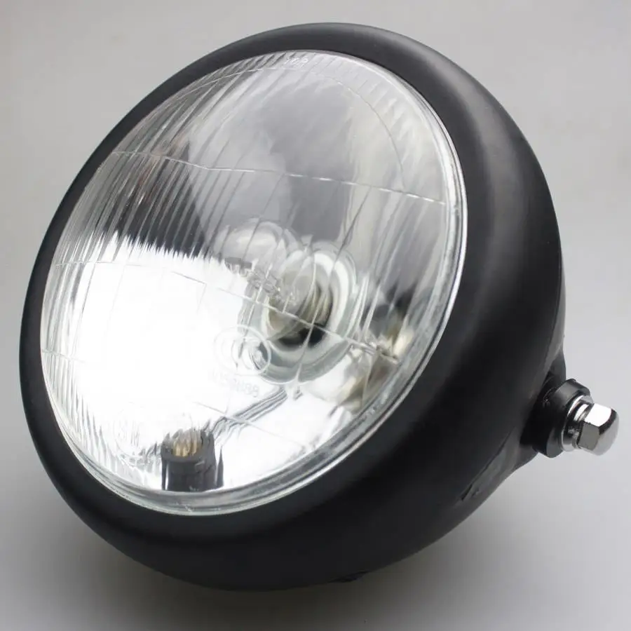 New Black Motorcycle Side Mount Headlight+Mount Fit For Honda Kawasaki Suzuki Yamaha Motorbike Headlamp