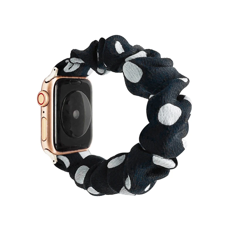 

2021 elegant elastic dot printed scrunchie watch strap for apple watch i watch SE 6 5 4 3 2 1, Multi-color optional