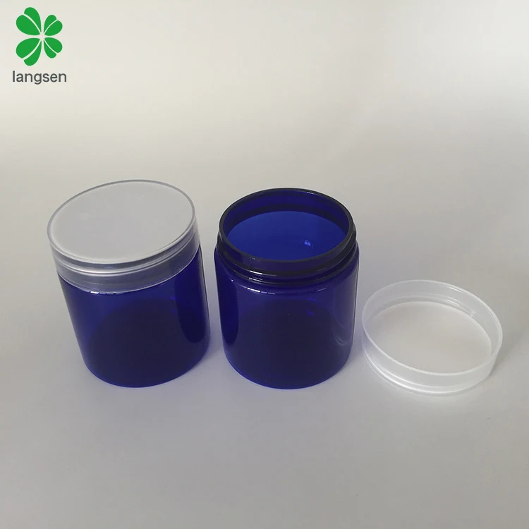 80ml PET blue color cosmetic jar with plastic screw cap