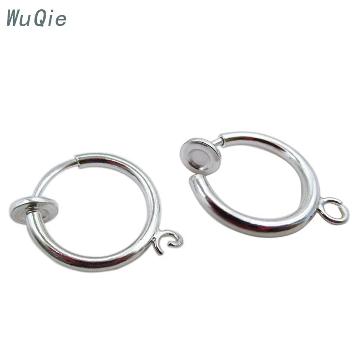 Wuqie Wholesale 925 Sterling Silver Earring No Piercing Hoop Spring Clip on Earring with Jump Ring for DIY Earring Accessories