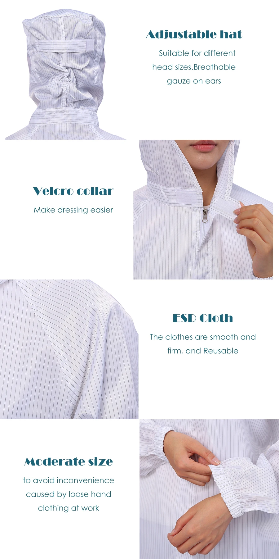 Polyester Material ESD Cleanroom Suit For Cleanroom - KingCare | KingCare.net