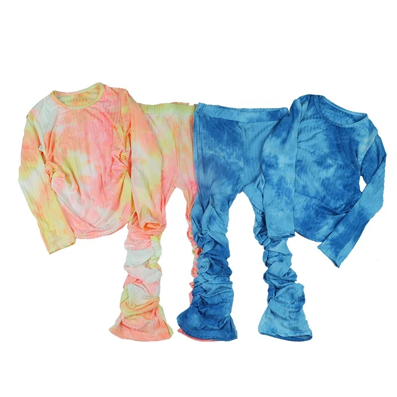 

2021 boutique toddler girl clothes tie-dye shirts stacking pants 2pcs sets without clothes designer kids girls jogger clothes, Picture