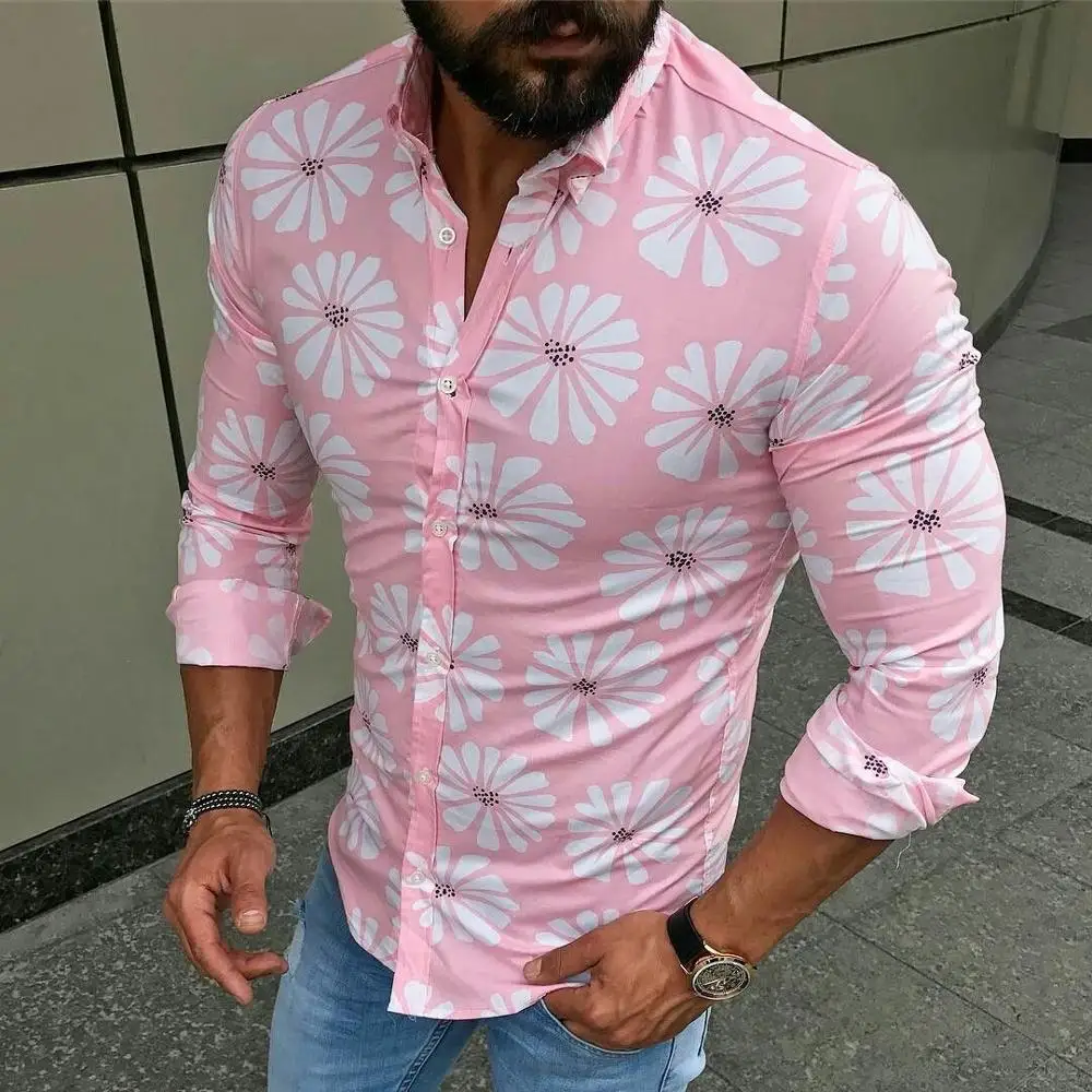 

2020 Spring summer floral shirts for men hawaiian, 3colors