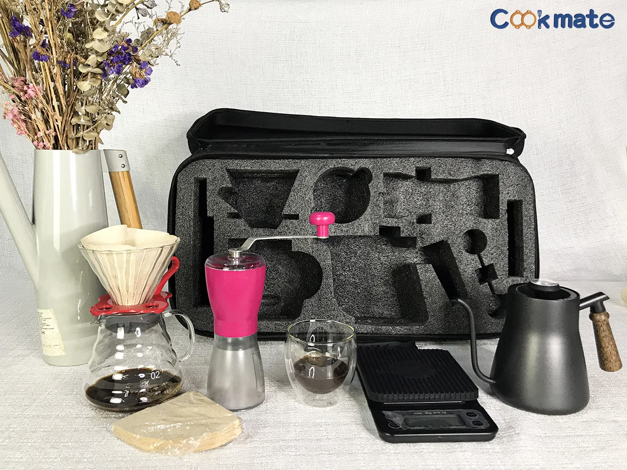 V60 2021 Coffee Set Ceramic Coffee Grinder Dripper Filter Kettle Travel