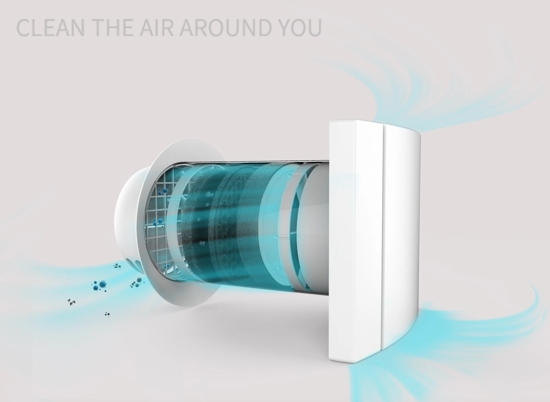 Smart Wall Mounted Exhaust Fan Air Purifier With Active Carbon Hepa
