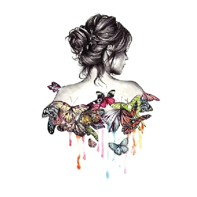 

Pop Skin Safe Painting Art Beauty Girl Temporary Waterproof Tattoo Sticker, Cmyk