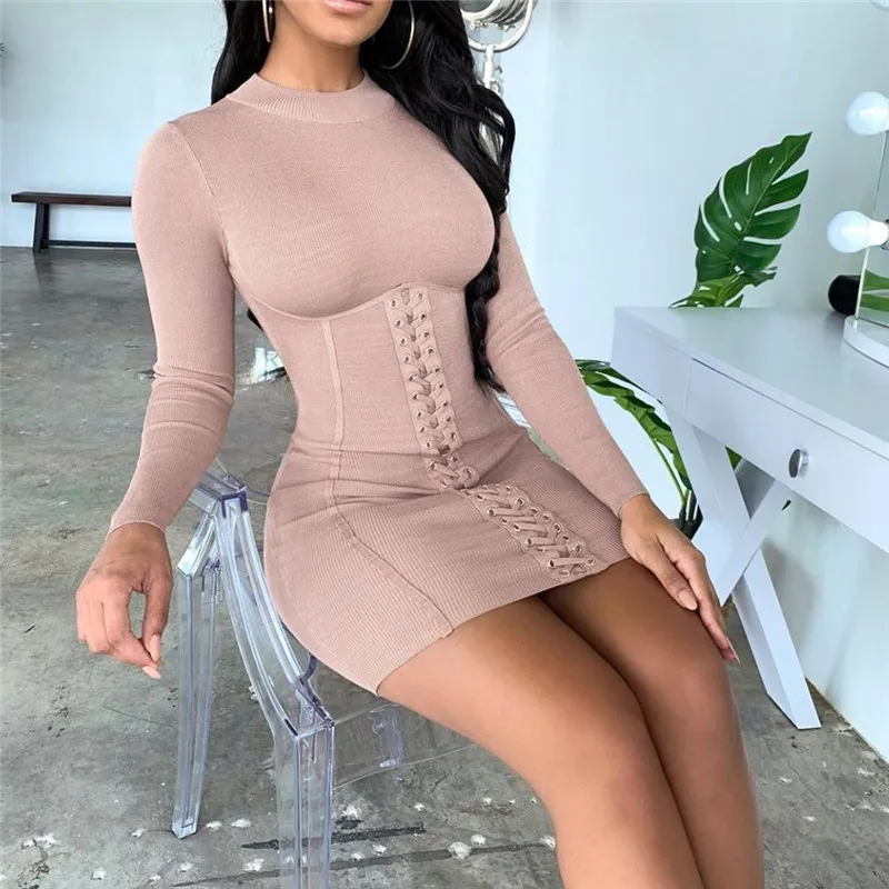 

2020 hot sale summer o neck long sleeve fashion ladies women casual dress