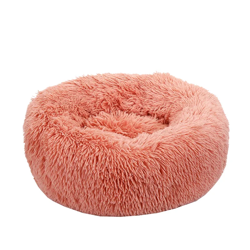 

Long plush pet litter for cats and dogs universal round bed artificial leather washable and machine washable factory shipment su, As shown